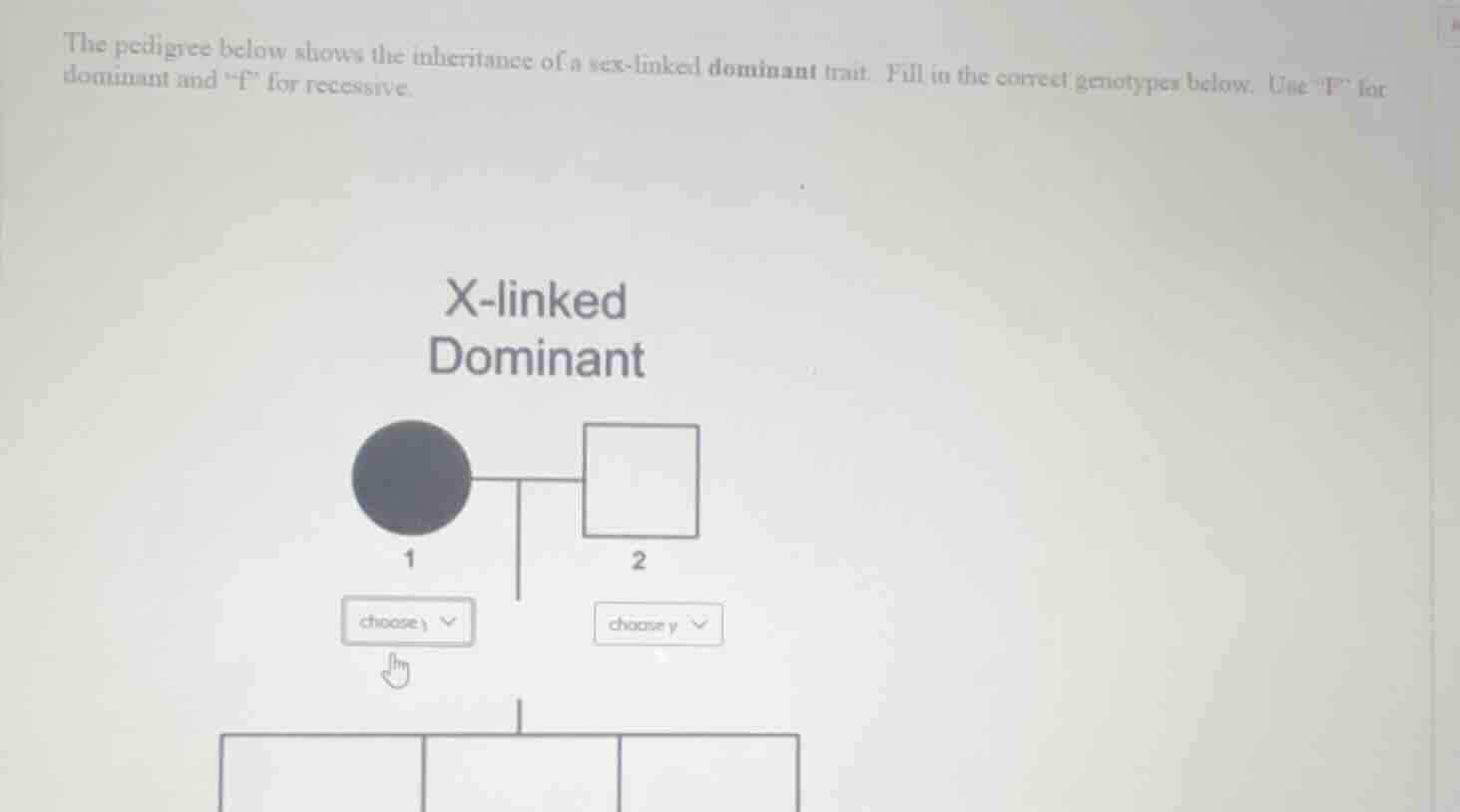 the pedigree below shows the inheritance of a sex-linked dominant trait…