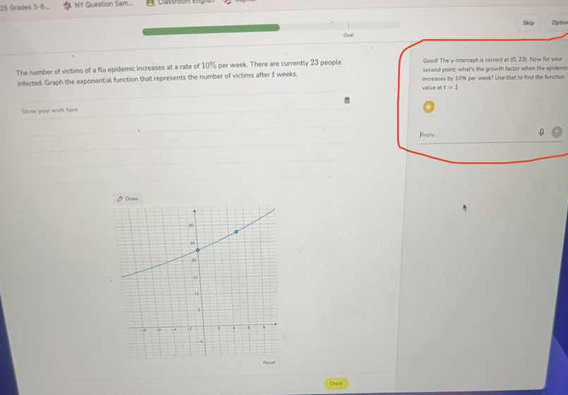 the number of victims of a flu epidemic increases at a rate of 10% per …