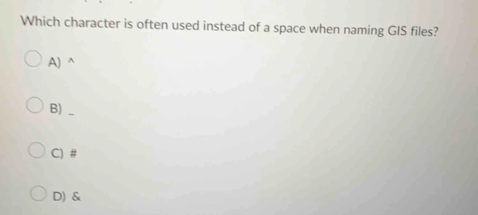 which character is often used instead of a space when naming gis files?…