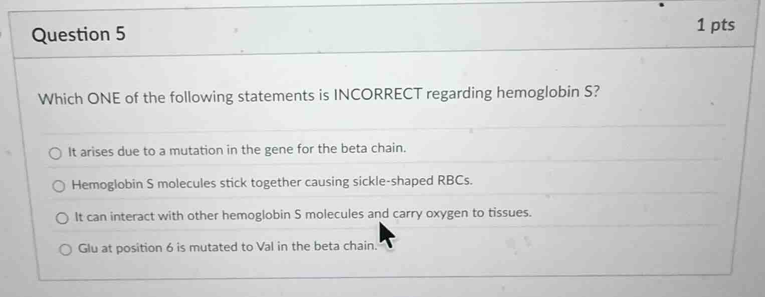 question 5 1 pts which one of the following statements is incorrect reg…