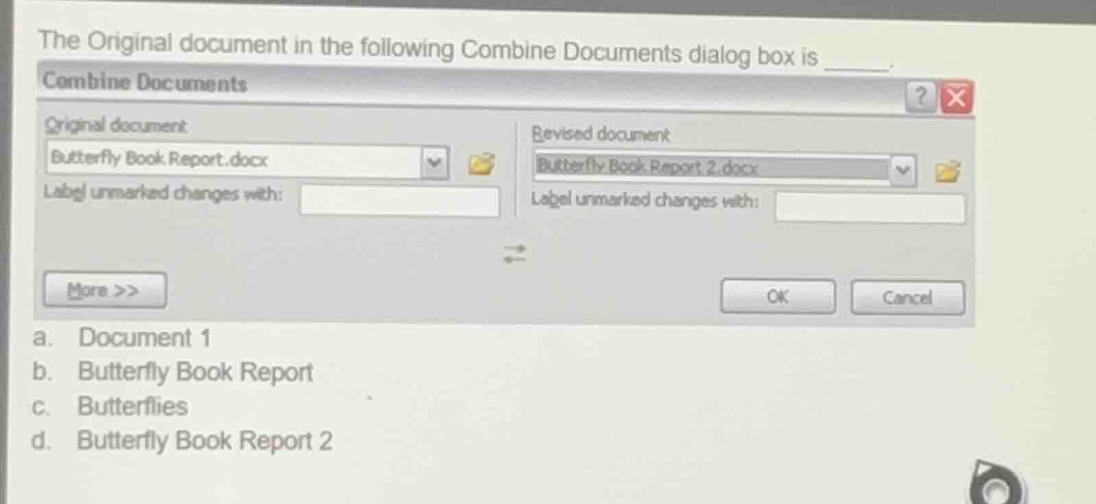 the original document in the following combine documents dialog box is …