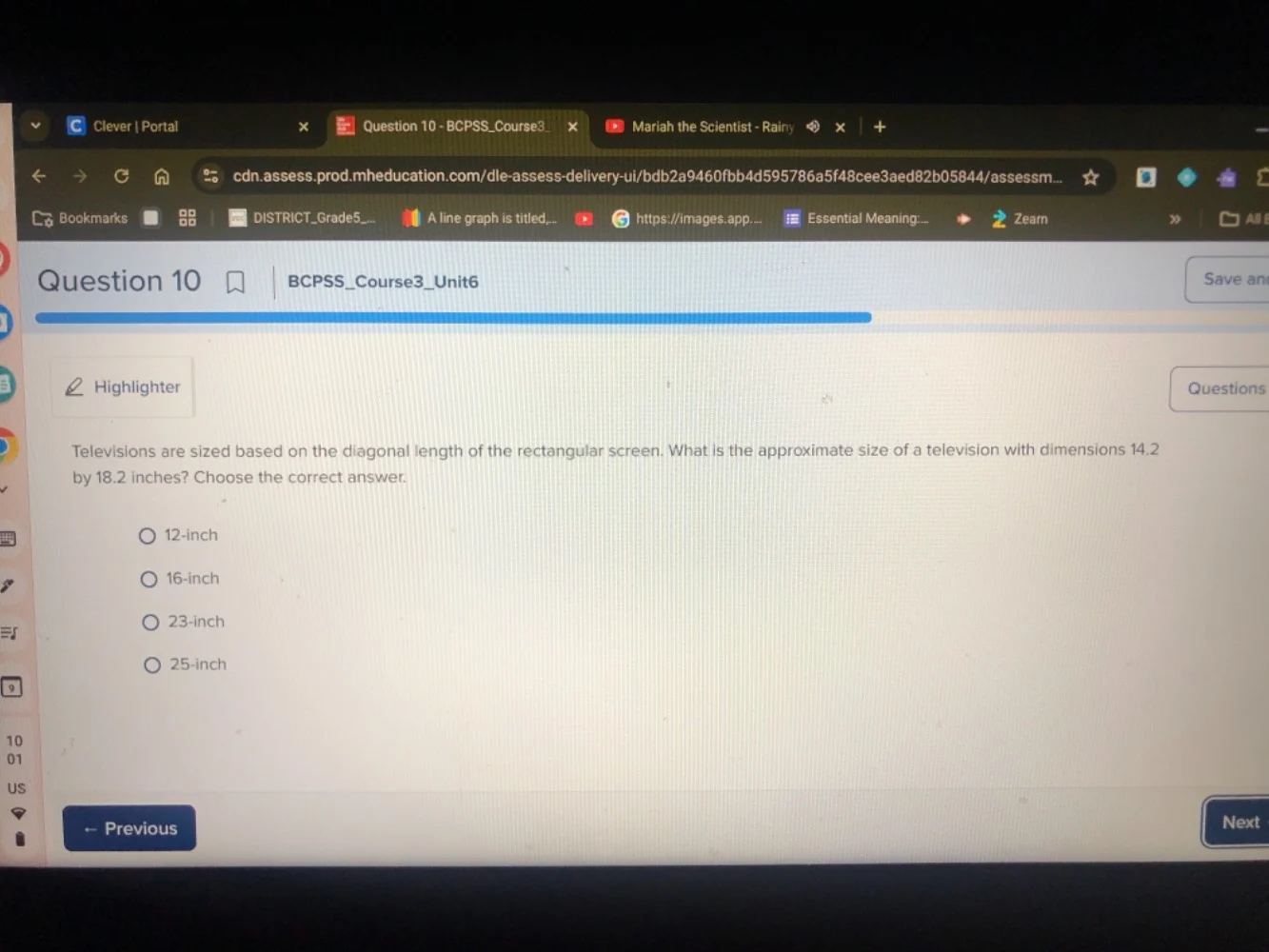 question 10bcpss_course3_unit6televisions are sized based on the diagon…