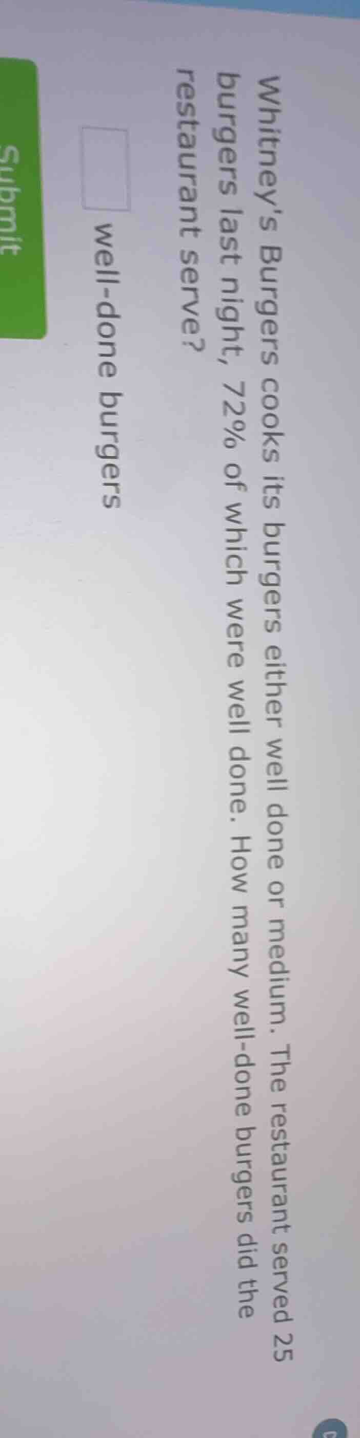 whitneys burgers cooks its burgers either well done or medium. the rest…