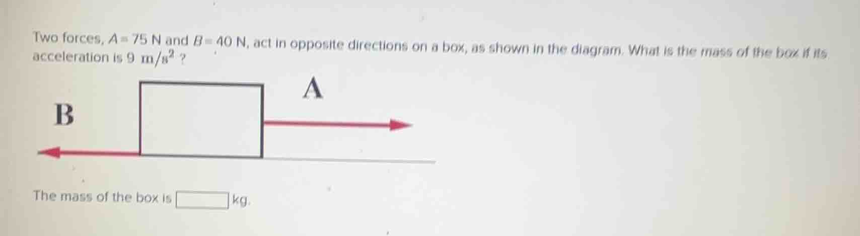 two forces, $a=75\\ \\text{n}$ and $b=40\\ \\text{n}$, act in opposite …