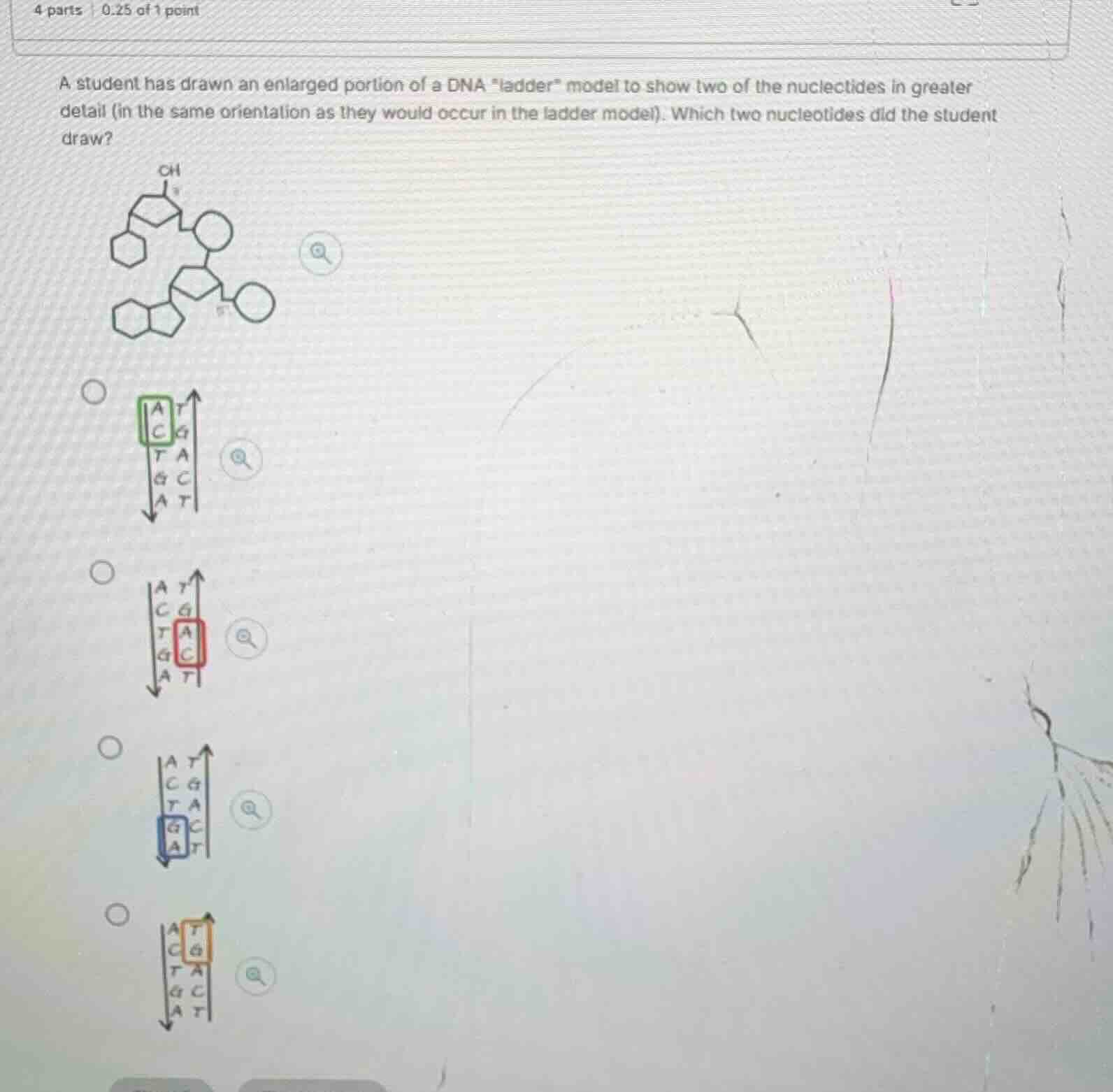 4 parts | 0.25 of 1 point a student has drawn an enlarged portion of a …