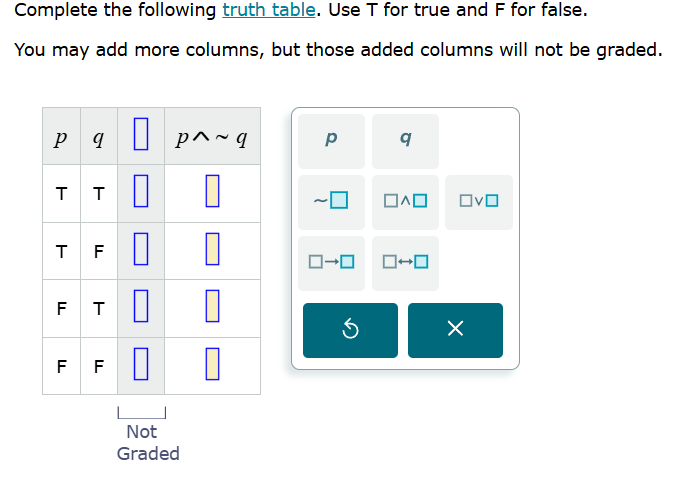 complete the following truth table. use t for true and f for false. you…