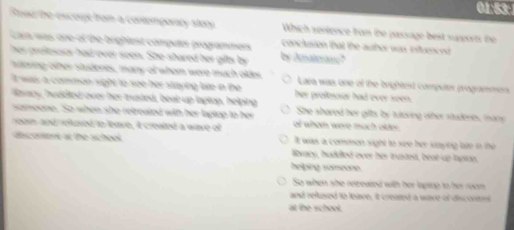 read the excerpt from a contemporary story.lara was one of the brightes…