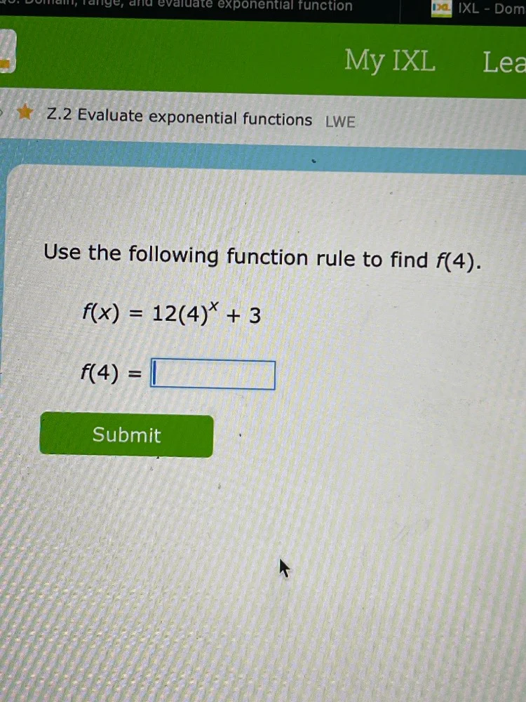 z.2 evaluate exponential functions lwe use the following function rule …