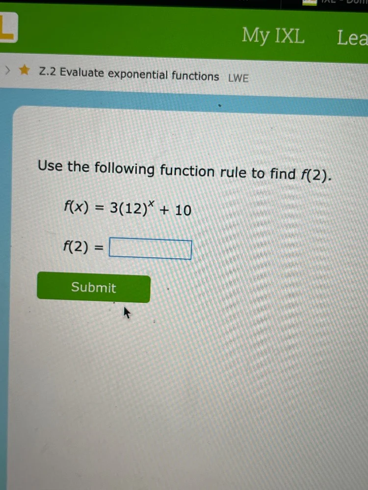 z.2 evaluate exponential functions lwe use the following function rule …