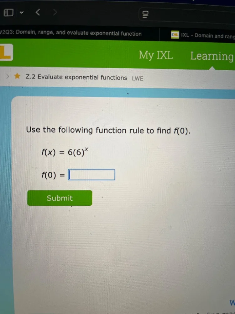 w2q3: domain, range, and evaluate exponential function ixl - domain and…