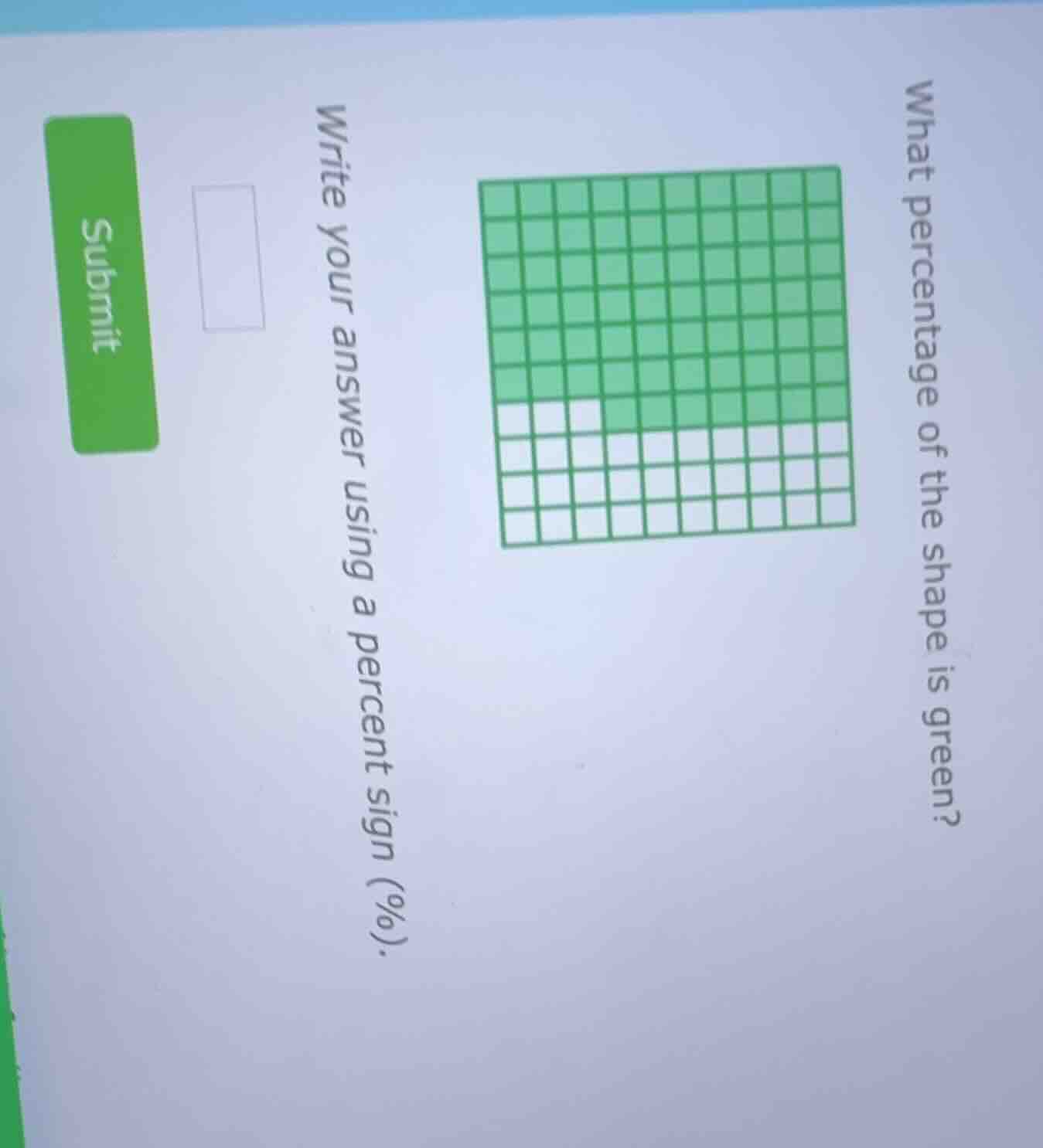 what percentage of the shape is green? write your answer using a percen…