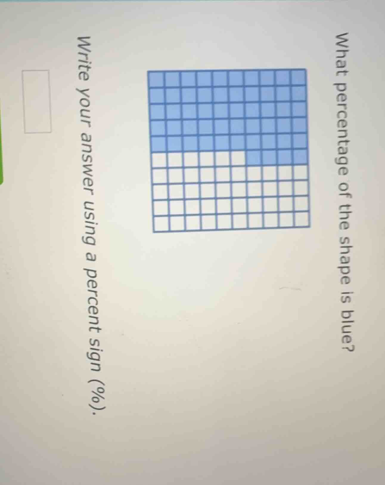what percentage of the shape is blue? write your answer using a percent…