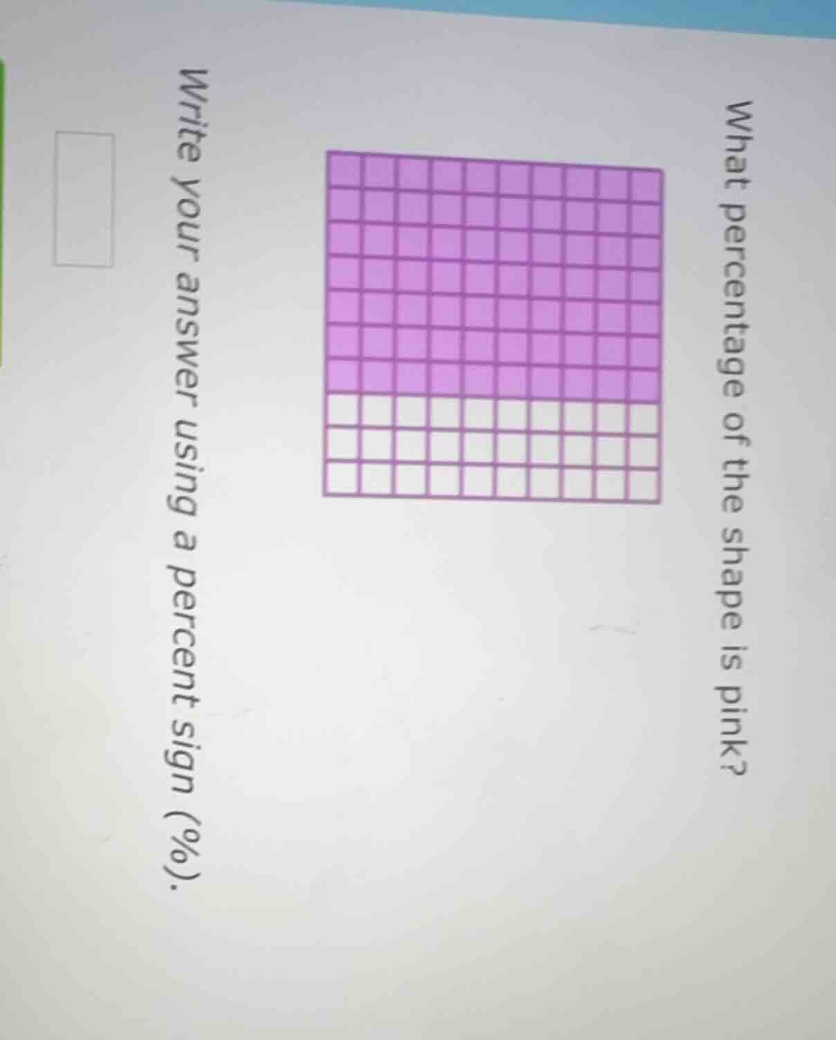 what percentage of the shape is pink? write your answer using a percent…