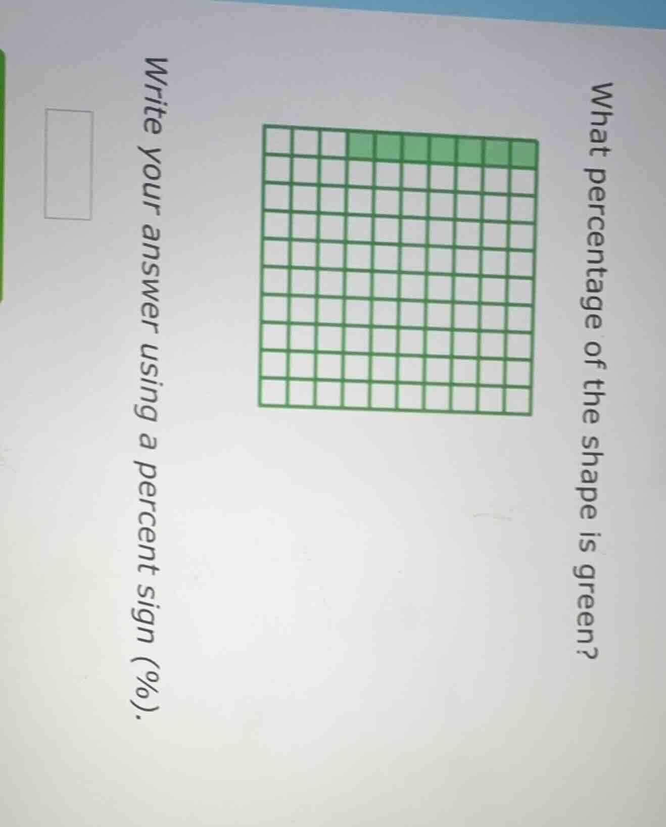 what percentage of the shape is green? write your answer using a percen…