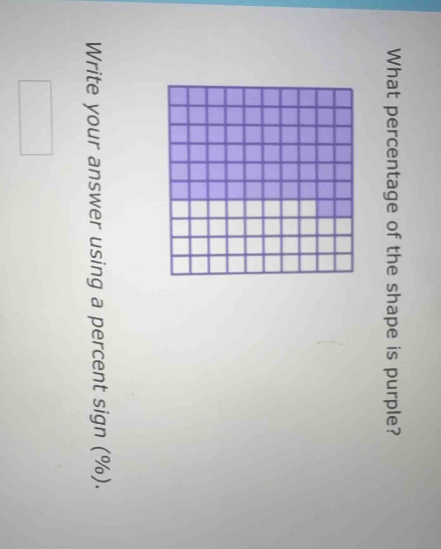 what percentage of the shape is purple? write your answer using a perce…