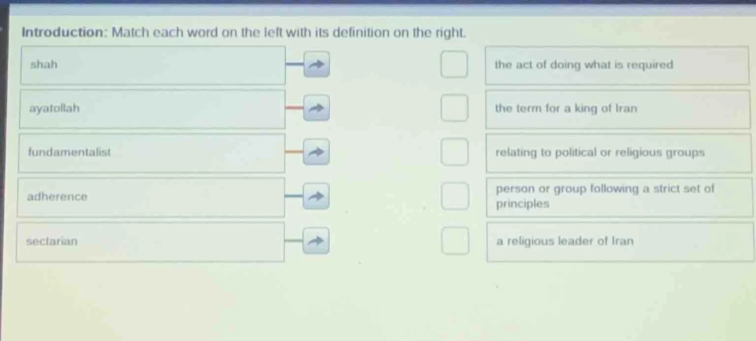 introduction: match each word on the left with its definition on the ri…