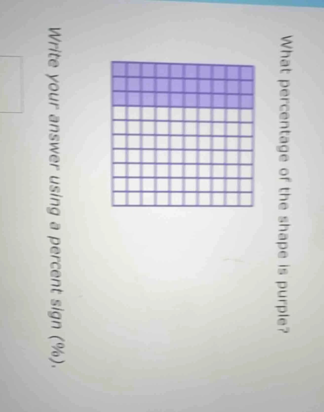 what percentage of the shape is purple? write your answer using a perce…