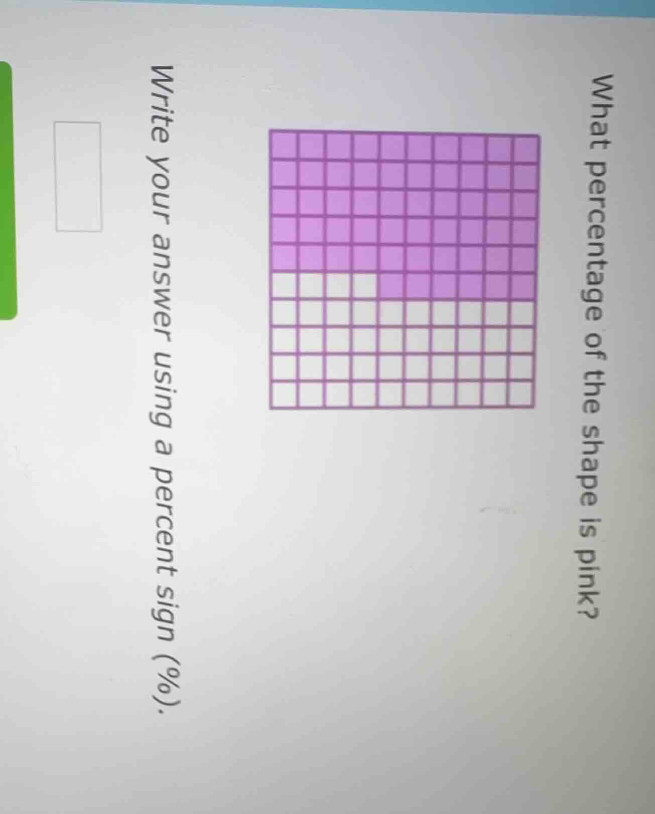 what percentage of the shape is pink? write your answer using a percent…