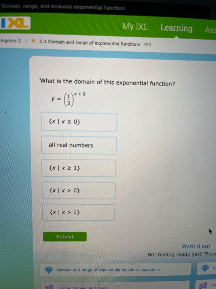 domain, range, and evaluate exponential function algebra 2 > ★ z.1 doma…