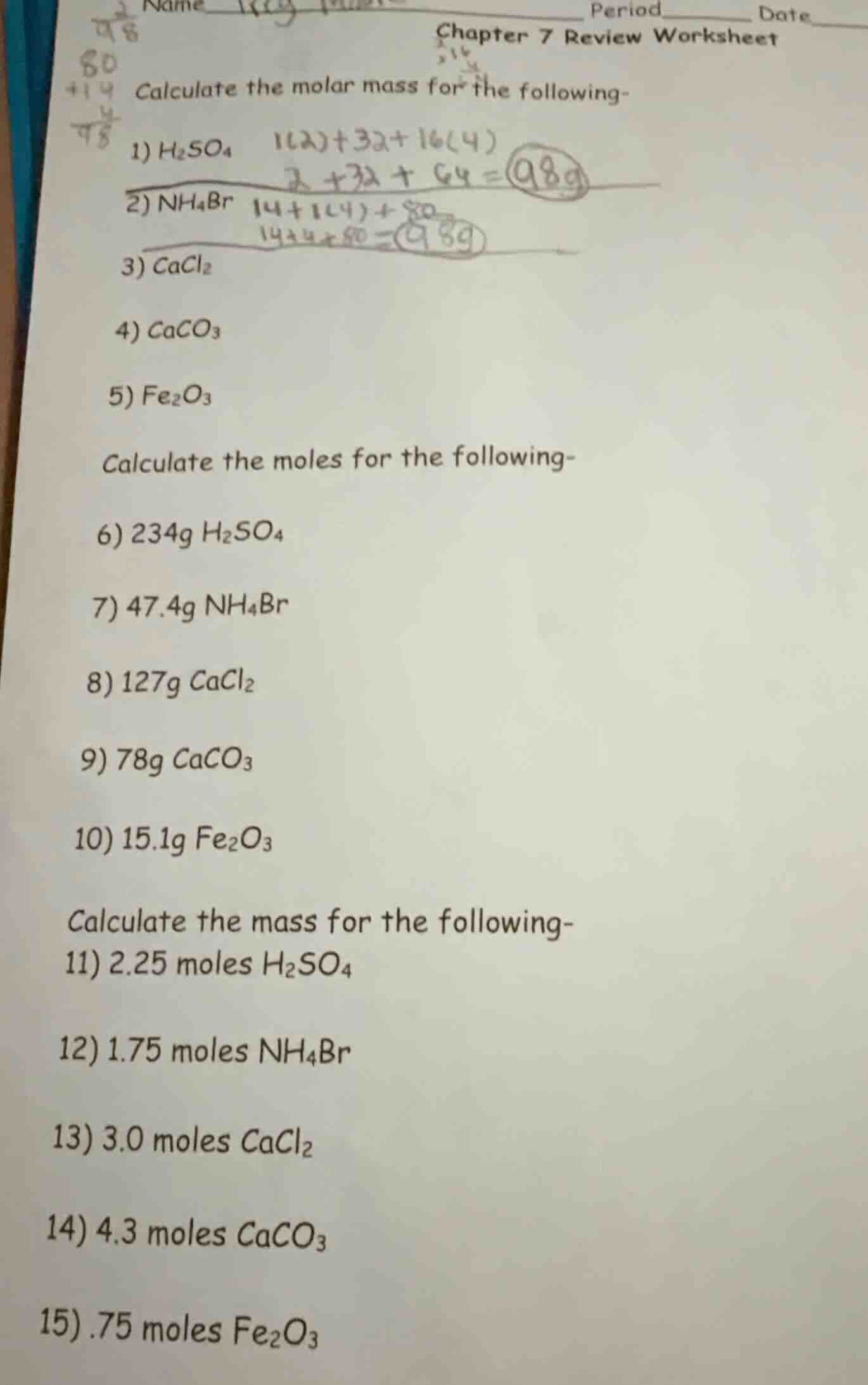 name_____ period_____ date_____chapter 7 review worksheetcalculate the …