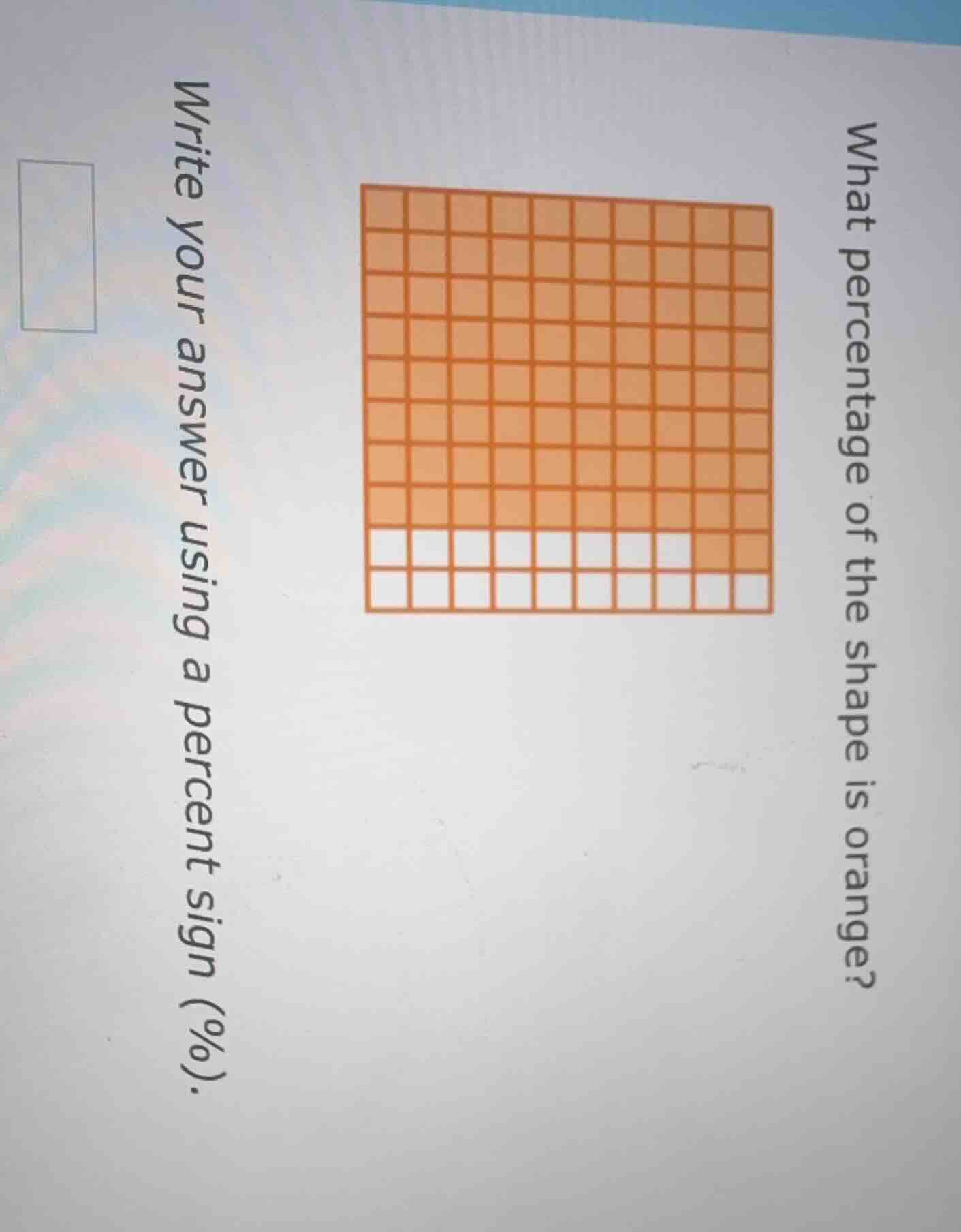 what percentage of the shape is orange? write your answer using a perce…