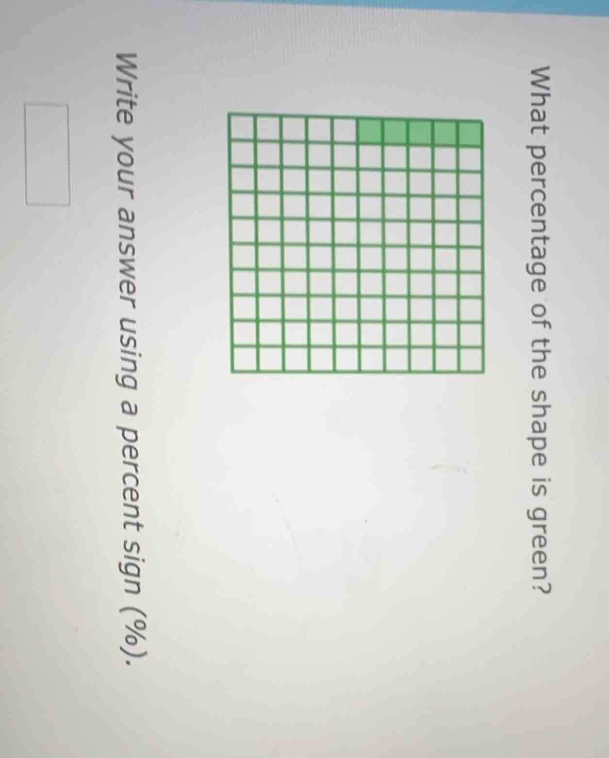what percentage of the shape is green? write your answer using a percen…