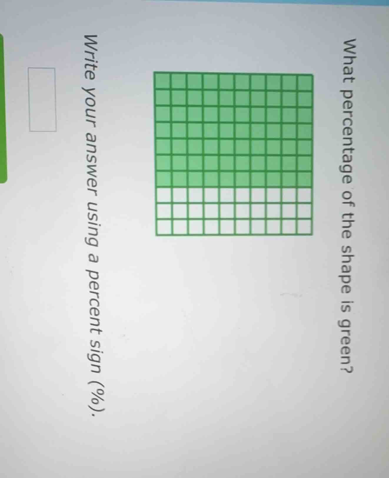 what percentage of the shape is green? write your answer using a percen…