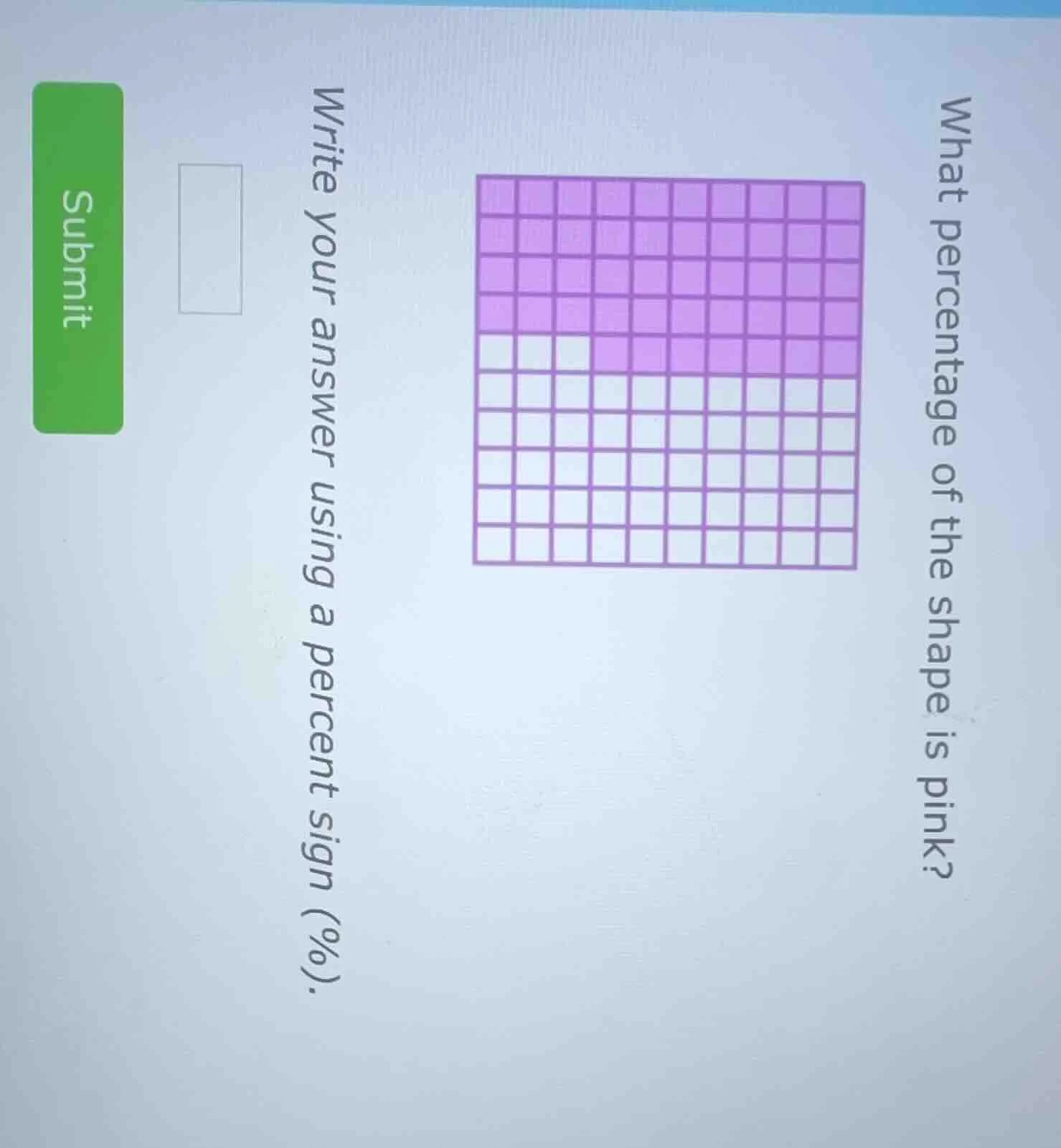 what percentage of the shape is pink? write your answer using a percent…
