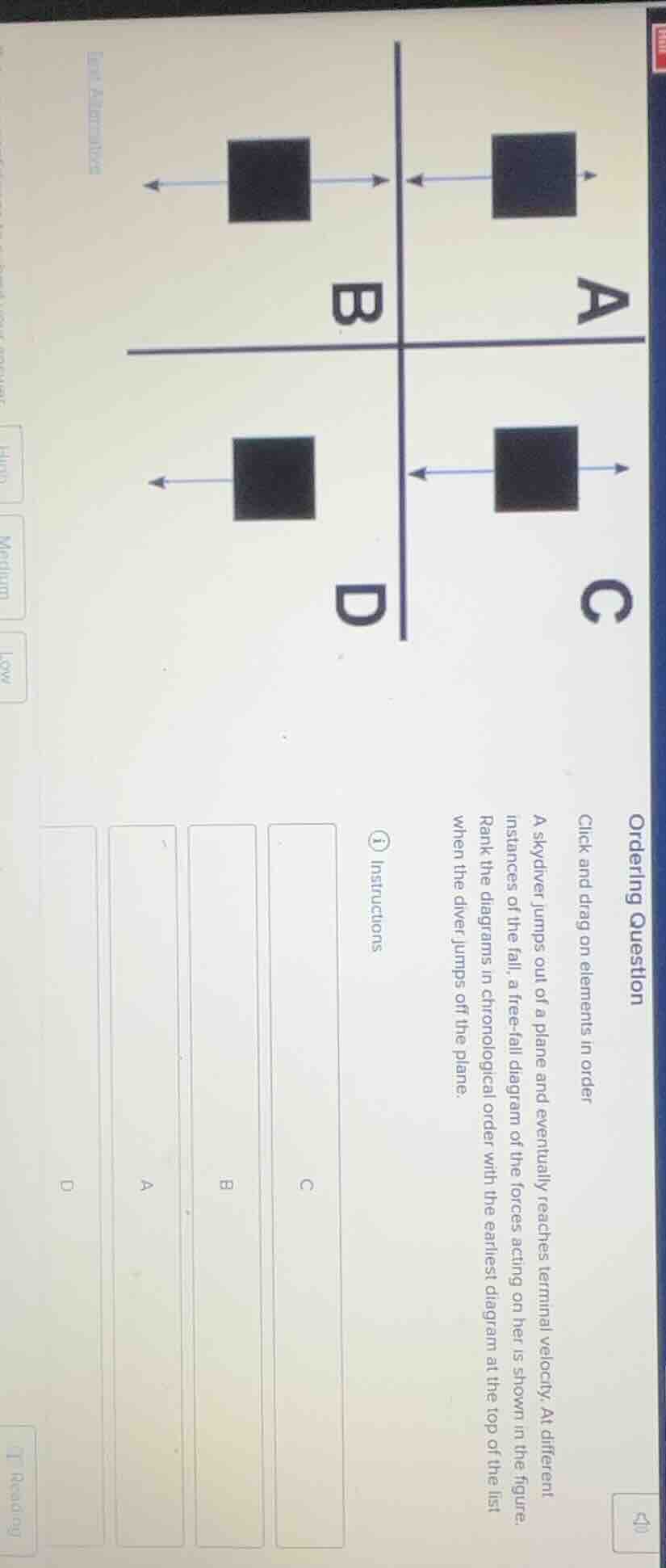 ordering question click and drag on elements in order a skydiver jumps …