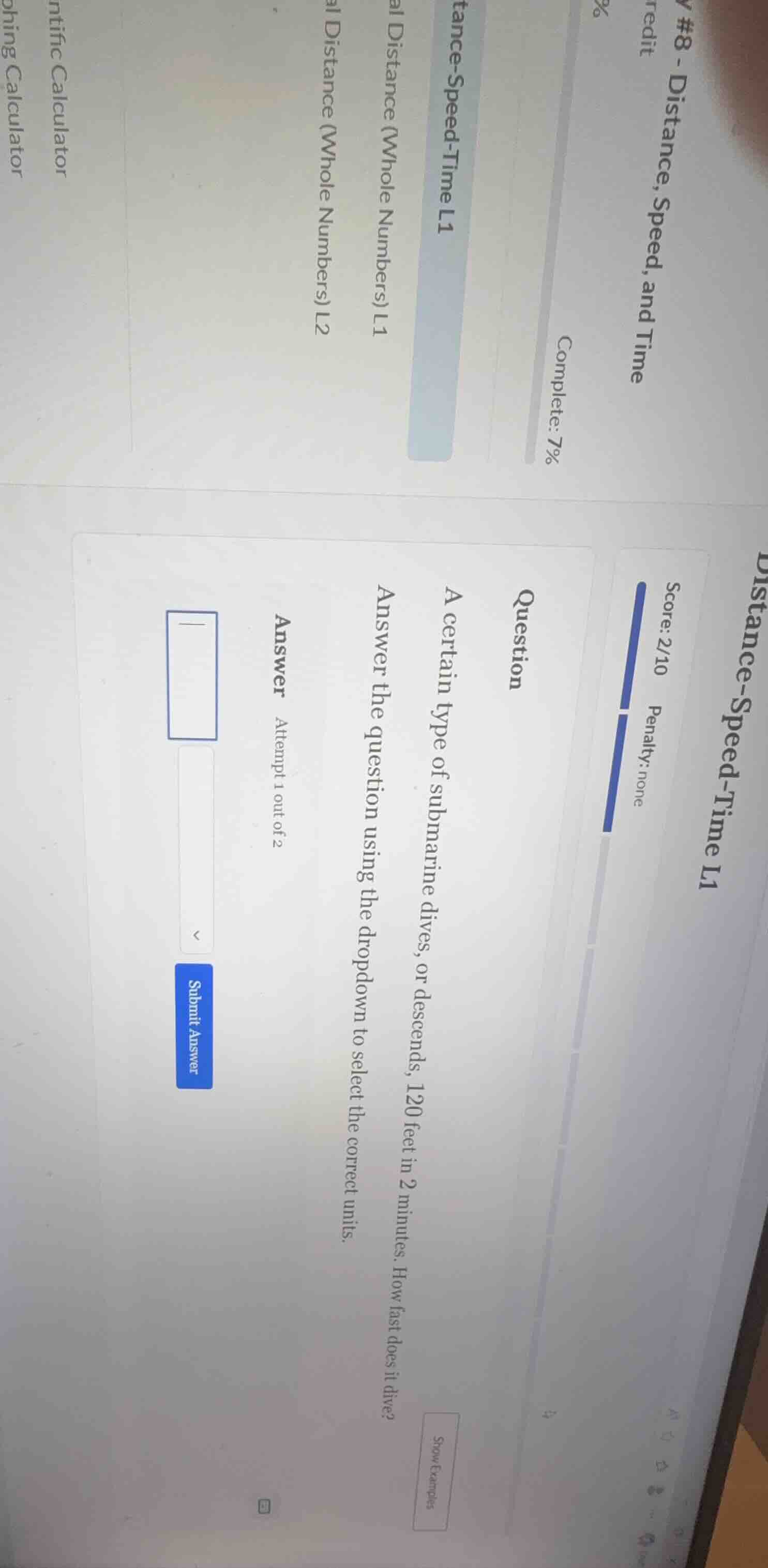 #8 - distance, speed, and timeredit%complete: 7%tance-speed-time l1al d…