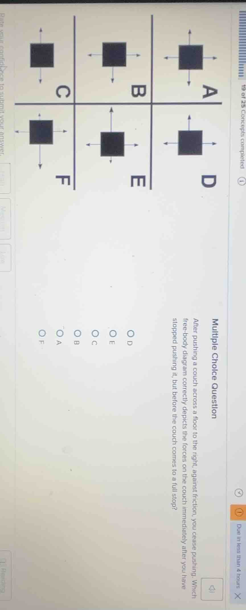 multiple choice question after pushing a couch across a floor to the ri…