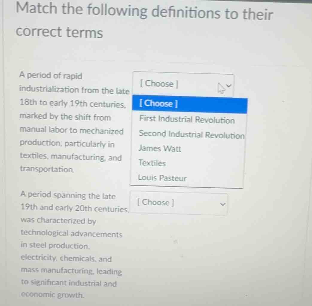 match the following definitions to their correct terms a period of rapi…