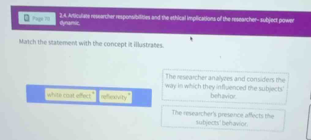 page 70 2.4. articulate researcher responsibilities and the ethical imp…