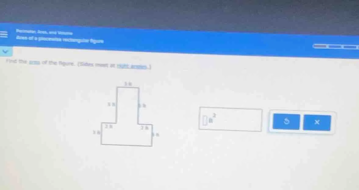 perimeter, area, and volume area of a piecewise rectangular figure find…