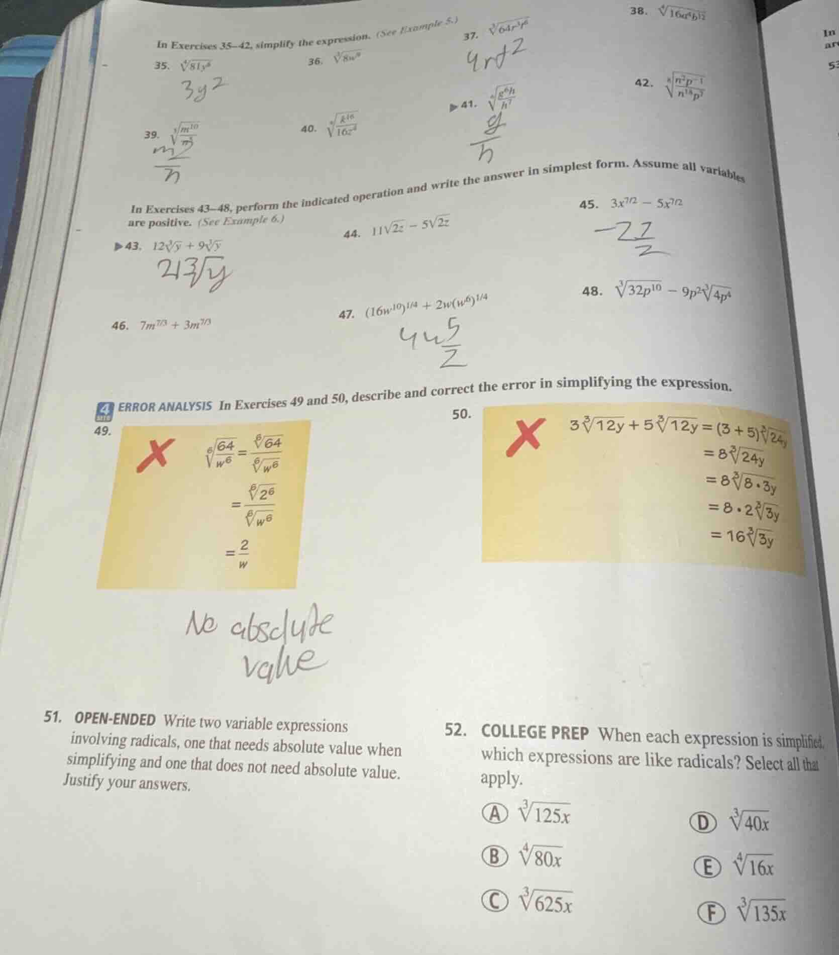 in exercises 35-42, simplify the expression. (see example 5.)35. $sqrt4…