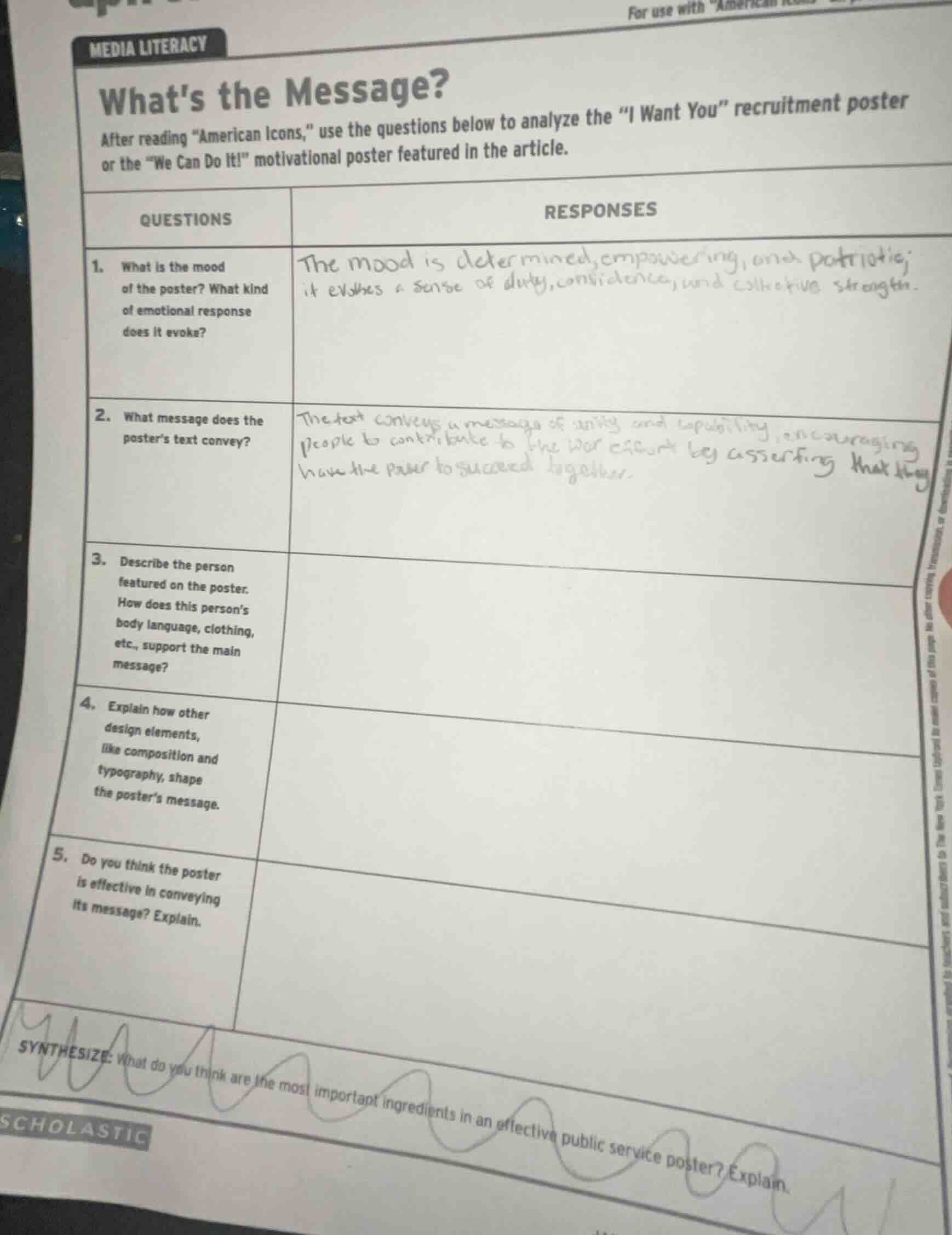 media literacy whats the message? after reading \american icons,\ use t…