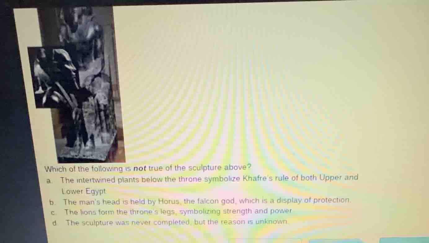 which of the following is not true of the sculpture above? a. the inter…