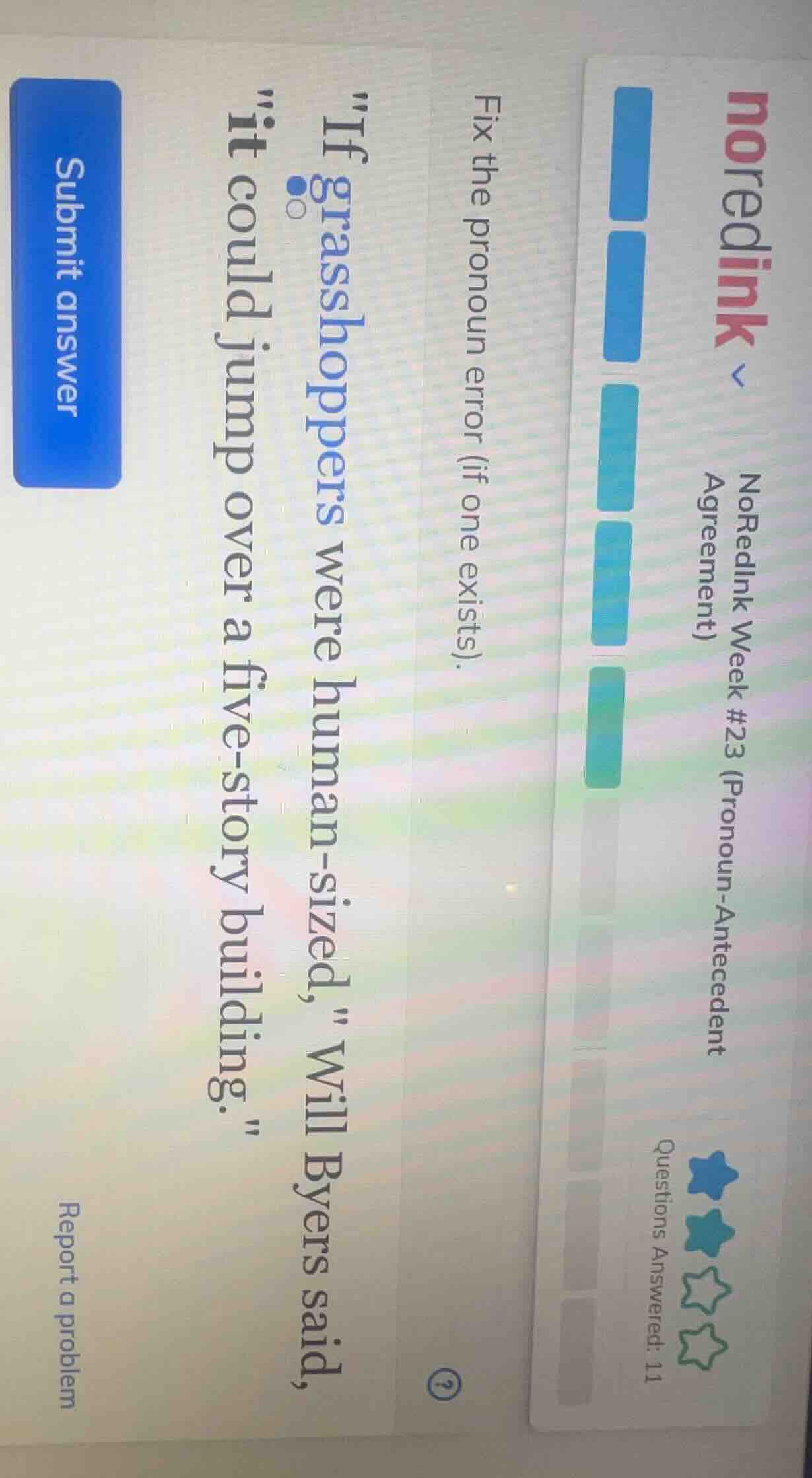 noredinknoredink week #23 (pronoun-antecedent agreement)questions answe…