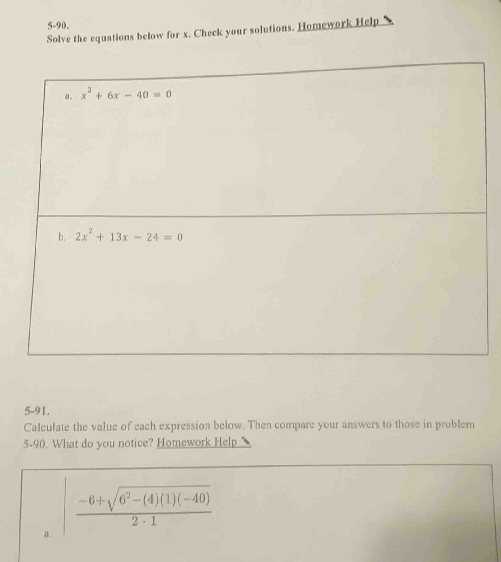 5-90. solve the equations below for x. check your solutions. homework h…