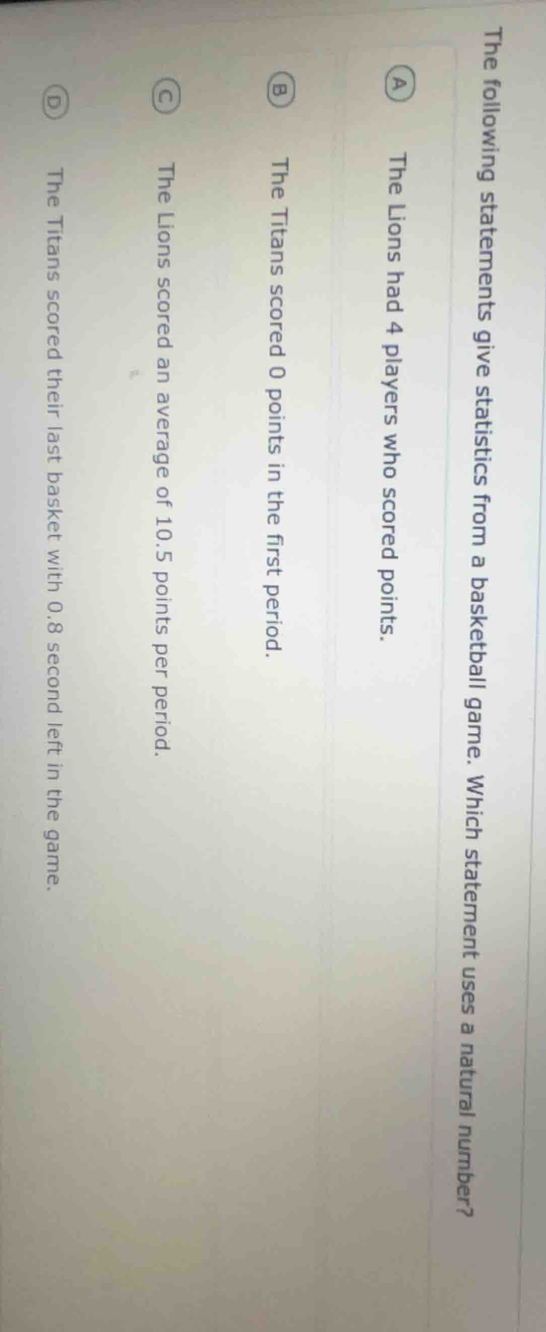 the following statements give statistics from a basketball game. which …