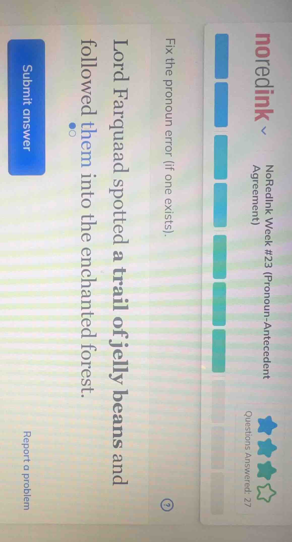 noredinknoredink week #23 (pronoun-antecedent agreement)questions answe…