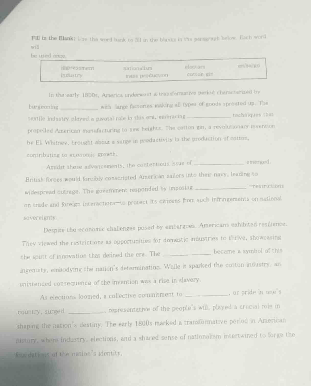 fill in the blank: use the word bank to fill in the blanks in the parag…