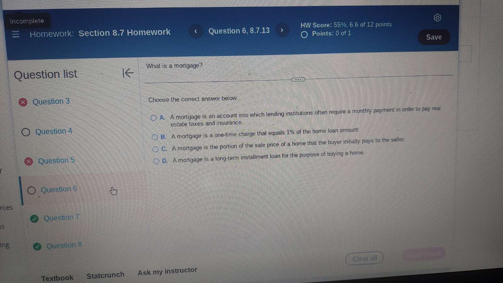 homework: section 8.7 homework question 6, 8.7.13 hw score: 55%, 6.6 of…