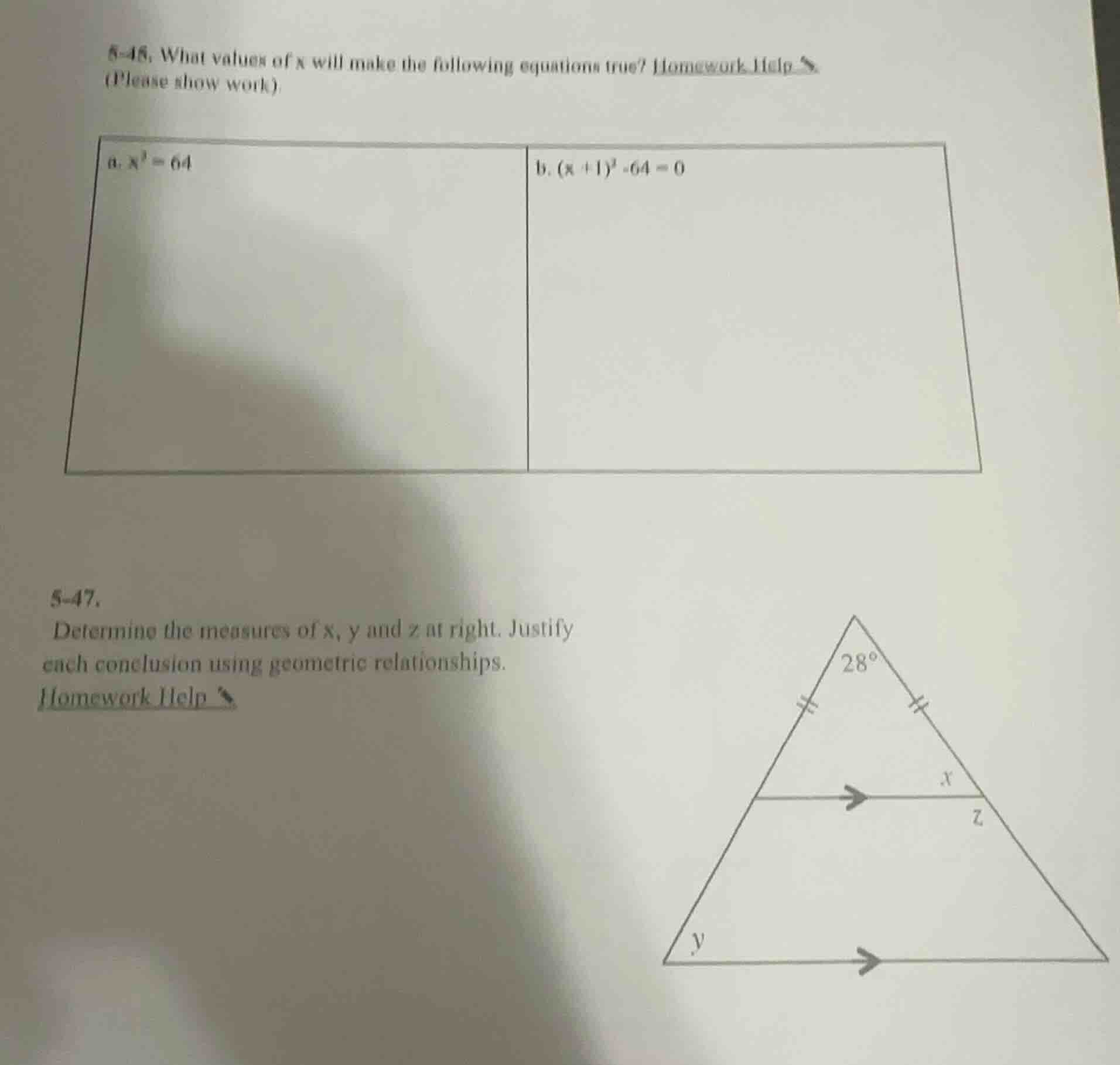 5-46. what values of x will make the following equations true? homework…