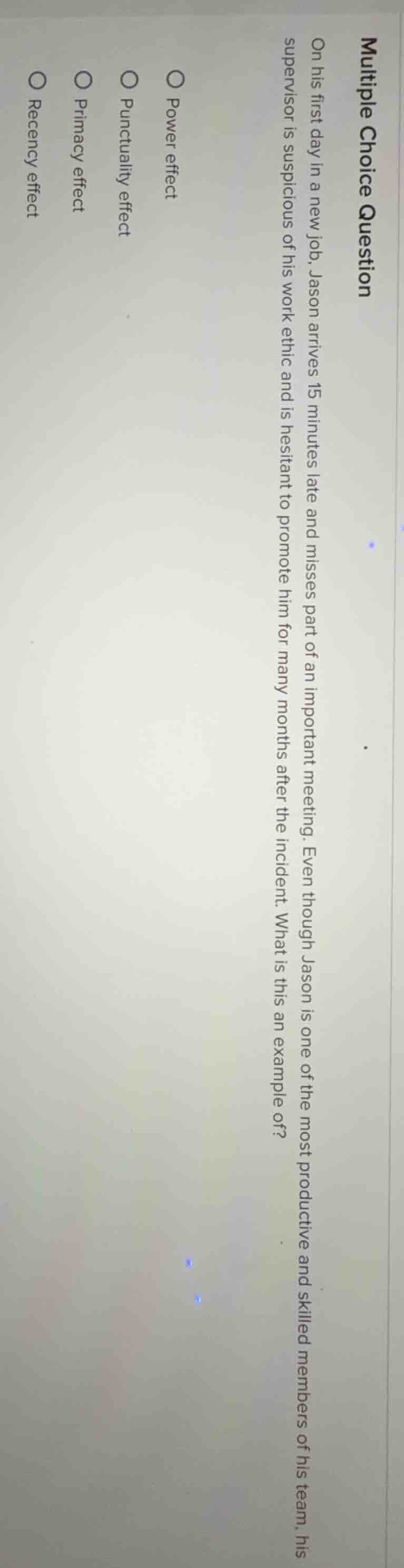 multiple choice question on his first day in a new job, jason arrives 1…