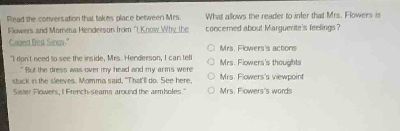 read the conversation that takes place between mrs. flowers and momma h…