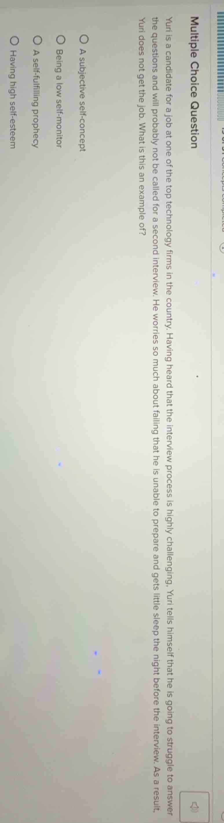 multiple choice question yuri is a candidate for a job at one of the to…