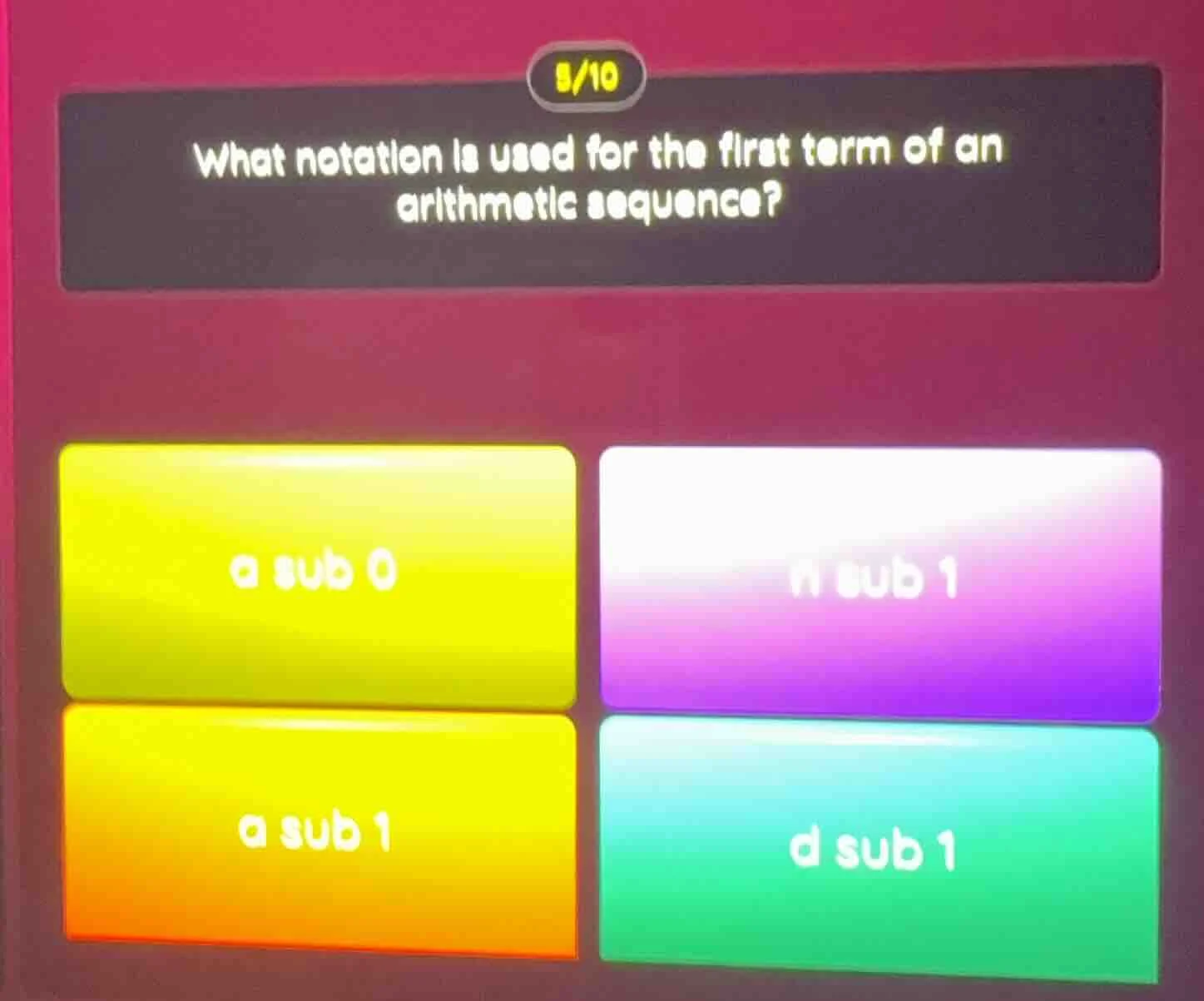 9/10 what notation is used for the first term of an arithmetic sequence…