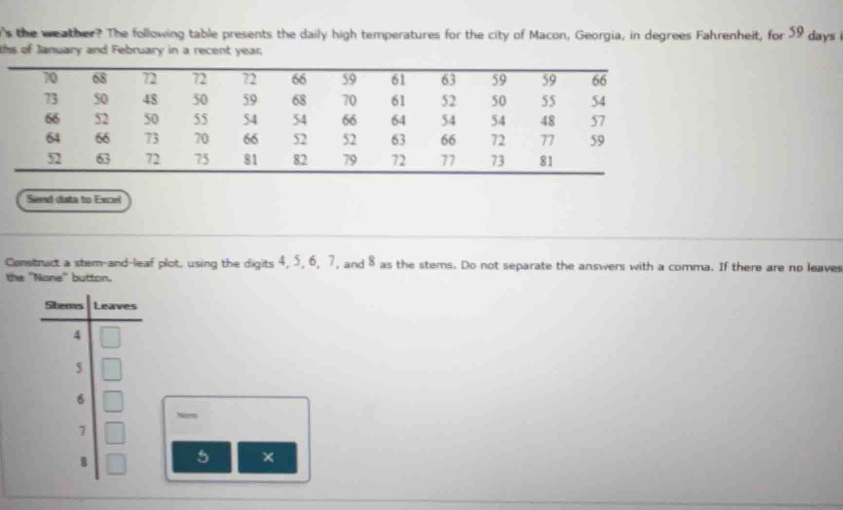 whats the weather? the following table presents the daily high temperat…