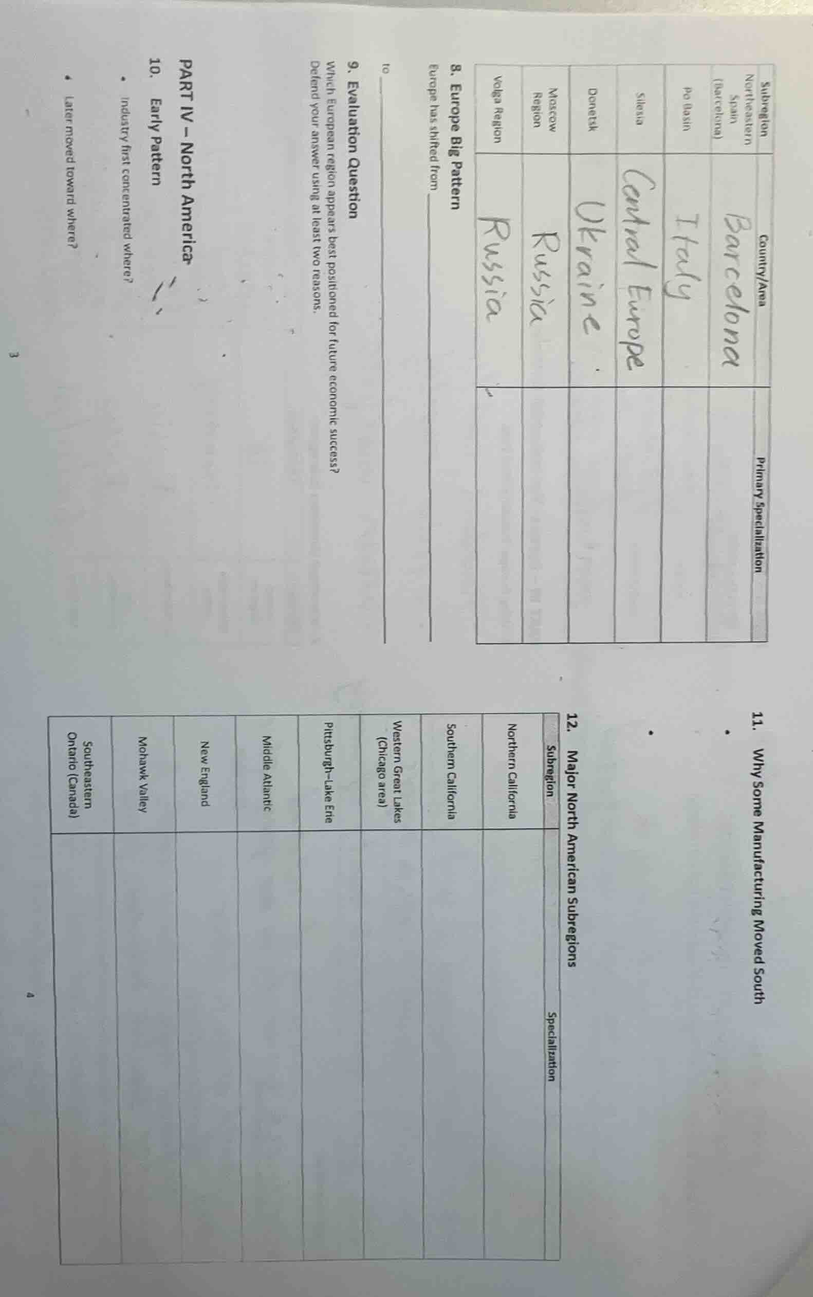 8. europe big pattern europe has shifted from ______ to ______ 9. evalu…